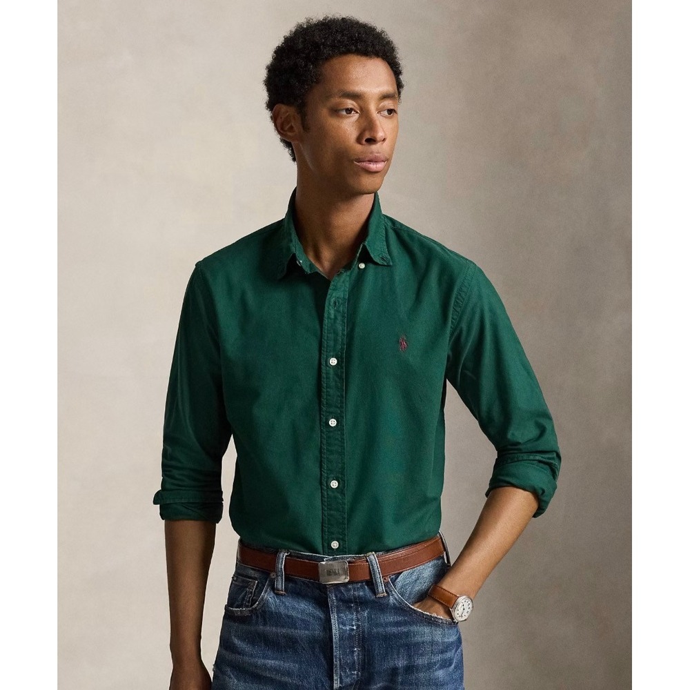 Polo Ralph Lauren Mens Forest Green Cotton Twill Button Down Shirt Large L